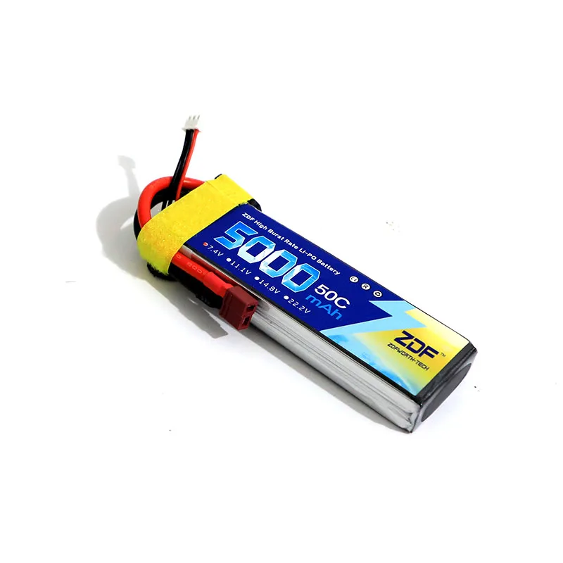 Batteria Lipo ZDF 2S 3S 7.4v 11.1V 5000mAh 6000Mah 50C Max 100C con spina a T per elicottero RC Quadcopter