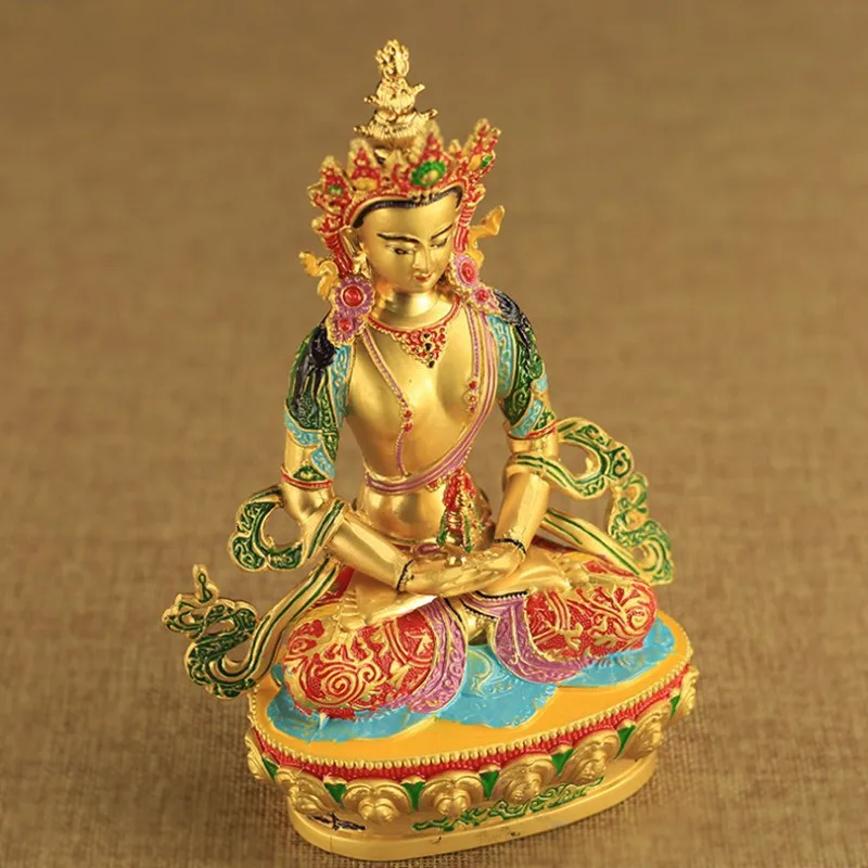 Imagem -02 - Budismo Tibetano Longevidade Buda Pintado Estátua Colorida Casa Família Top Proteção Eficacious Oferta Especial