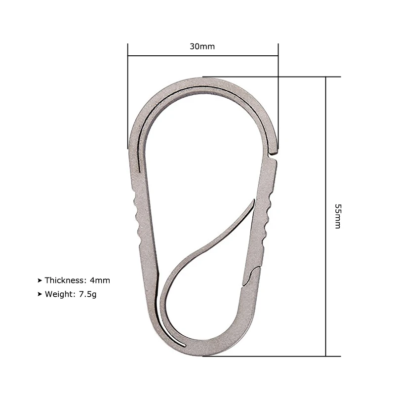 Anti-lost TC4 Titanium Alloy Locking Carabiner Key Chain Ring Hanging Buckle Hook Integral Spring Fastener