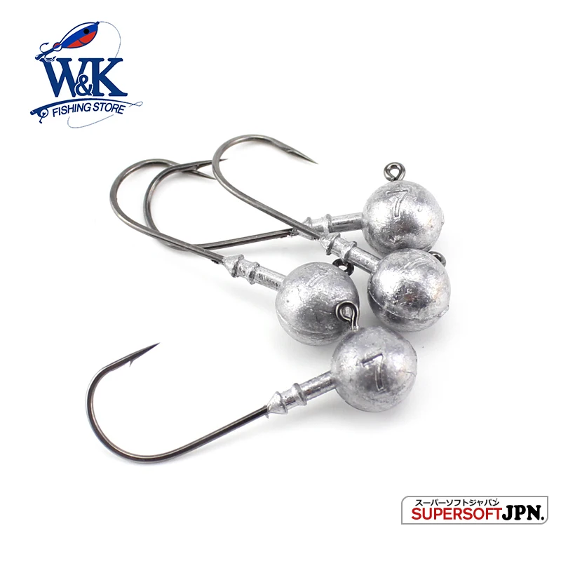 W&K 5g/7g/10g/20g Original Jig Head Barbed Hook Jigs Hook for Soft Lure Grub Bait Pin Tail Fishing Hooks Accessories