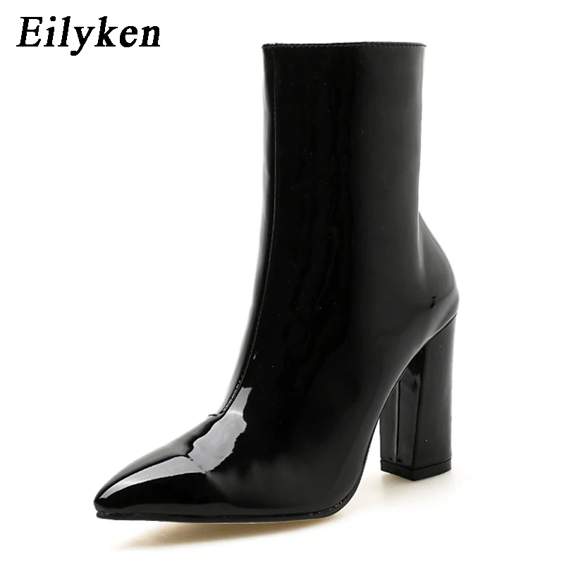 Eilyken moda oro argento pelle verniciata donna stivaletti punta a punta tacco alto Sexy Stiletto pompe Chelsea Botas Mujer