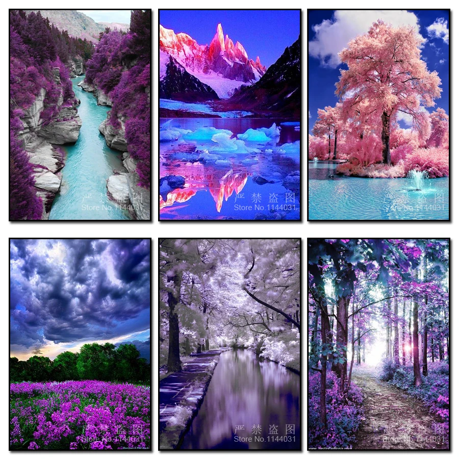 

3D Diamond Painting Landscape Needlework Full Drill Diamond Mosaic Diamond Embroidery Colorful Lake Canyon Tree Cross Stitch