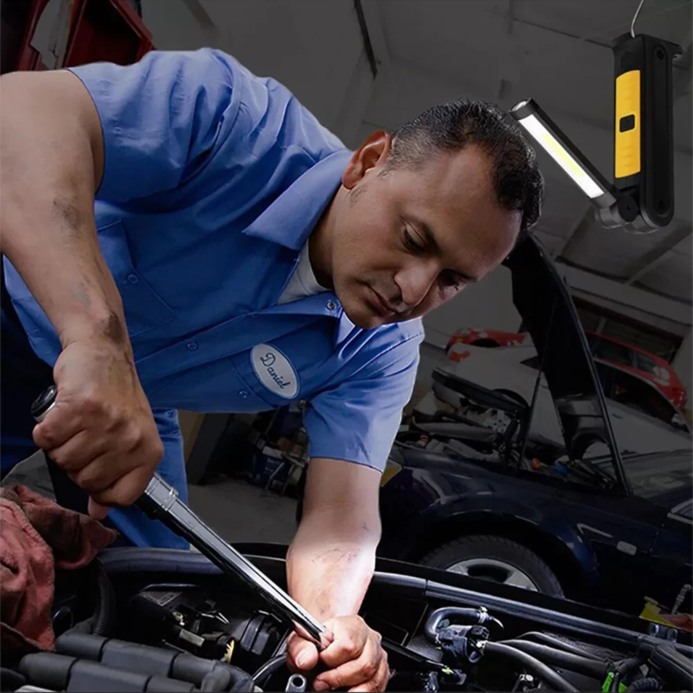 USB Rechargeable COB LED flashlight work light Inspection Light 4 modes Tail magnet design Hanging torch lamp waterproof