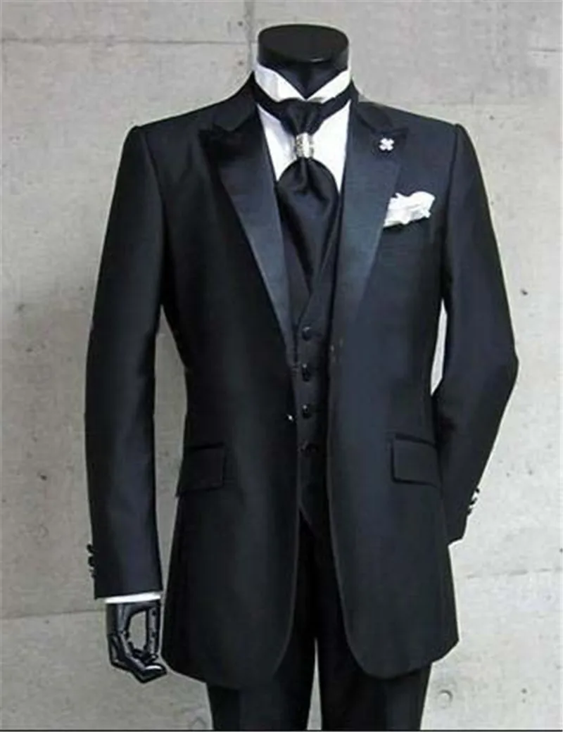 

New Custom Design Groom Tuxedos Peak Lapel Groomsman Best Man Suits (Jacket+Pants+Tie+Vest) G628