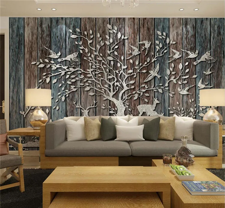 

European Abstract Tree Bird Elk Wapiti Photo Wallpapers Mural TV Sofa Backside Home Decor Wall Paper 3d Wall Murals Wallpaper