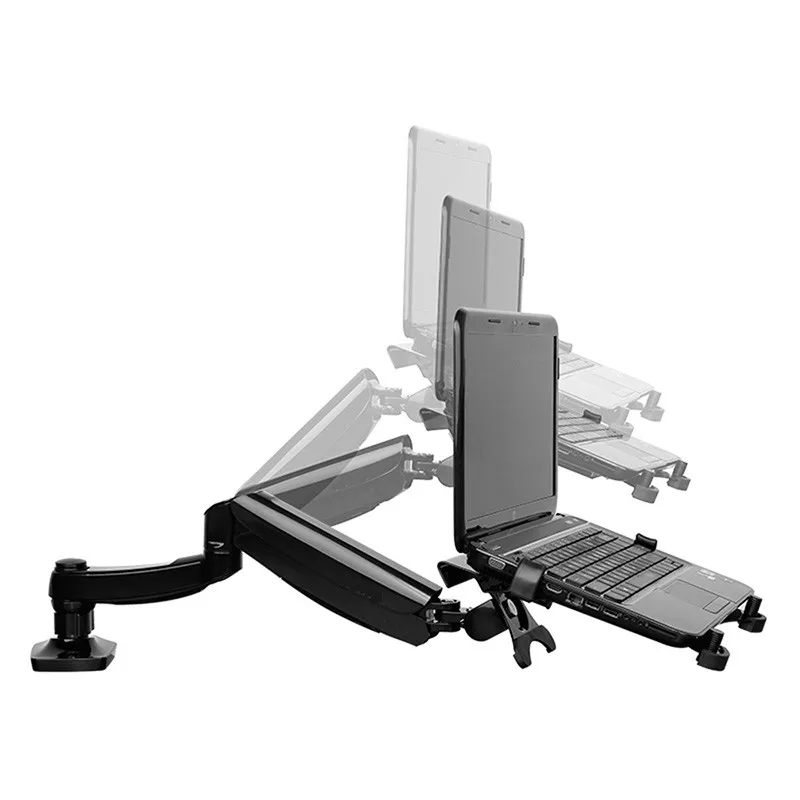 Loctek D5F Desktop Full Motion Gas Spring Dual Use 10-15.6 inch Laptop Mount Holder + 10-27 inch Monitor Holder Arm Bracket