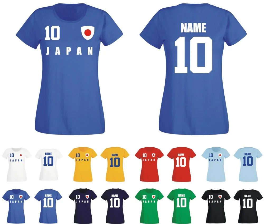 Japan Damen T-Shirt Trikot Team Name & Nr Druck Fubball 2019 Footballer Soccers 2019 New Men T-Shirt Men Summer Style Casual Tee