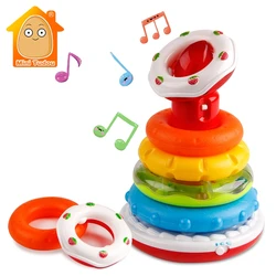 Educational Toys Rainbow Ring With Light Sound Toddler Puzzles Stacking Cup Baby Nesting Tower Sorters Constructor For Children