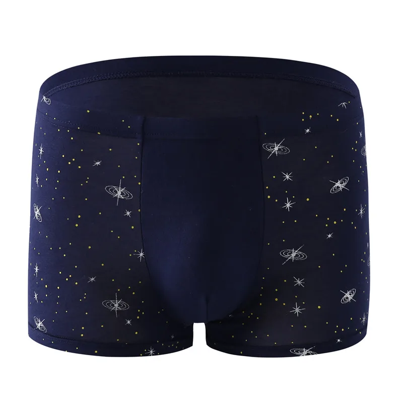 Men Cotton Shorts Boxer Male Underwear Sexy Boxers Youth Ice Silk Breathable Knickers Starry Sky Printing 4pcs Plus Size 6XL 7XL