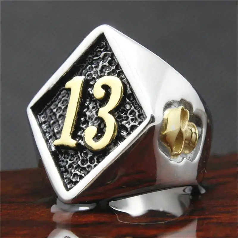 316L Stainless Steel Biker 13 Ring Mens Motorcycle Biker Band Party Mens Ring