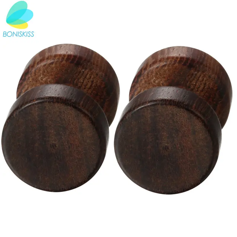 Wooden Dumbbell Barbell Stud Earrings for Men