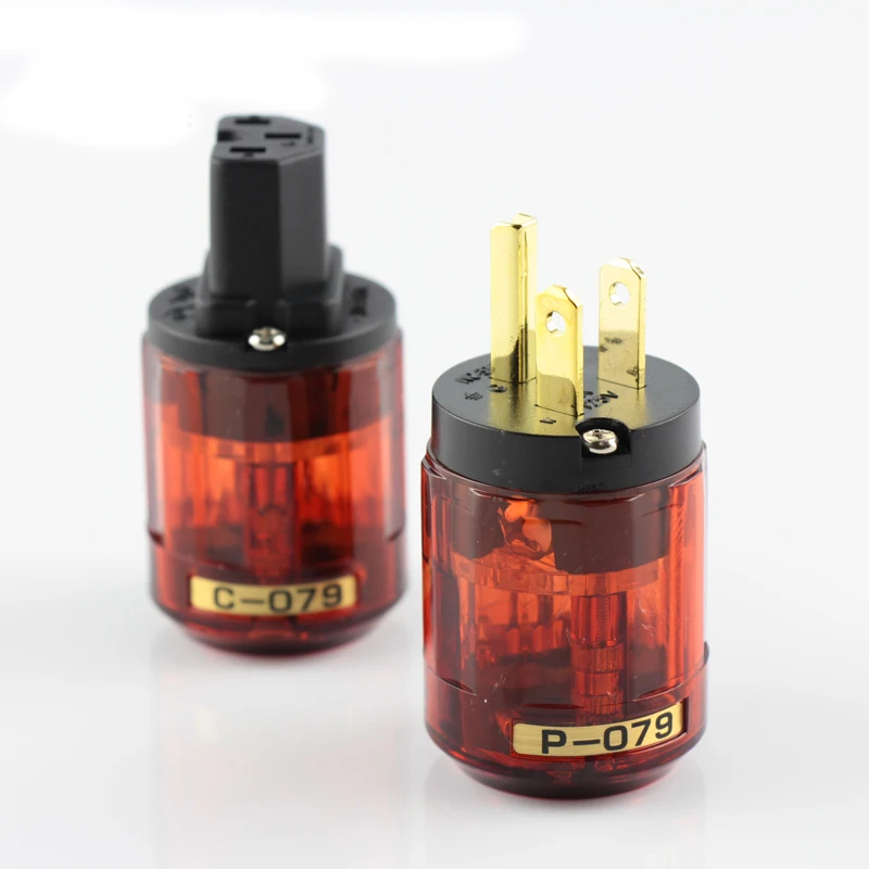 

US P-079 + C-079 Amp Amplifier copper Power IEC Plug Connector For OYAIDE. 2pcs/lot