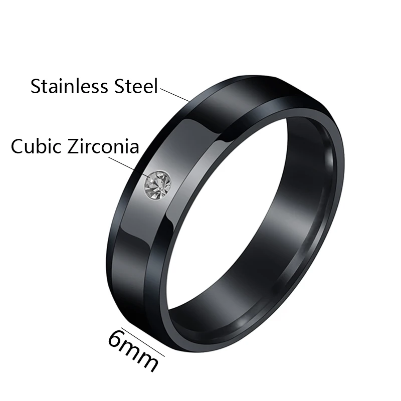 Letdiffery Stainless Steel Simple Women Rings Clear Cubic Zirconia Wedding Rings for Women Birthday Gift