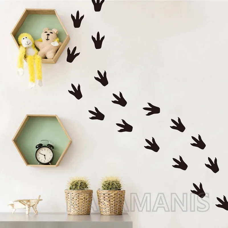 24pcs Dinosaur Footprints Vinyl Wall Stickers , Cartoon DIY Pattern Dinosaur Wall Art Decals Home Children Nursery Wall Decor