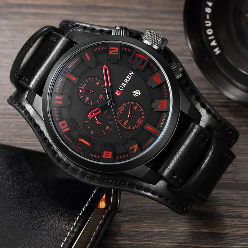 Relogio Masculino Curren Army Military Quartz Mens Watches Top Brand Luxury Leather Men Watch Casual Sport Male Clock Watch 8225