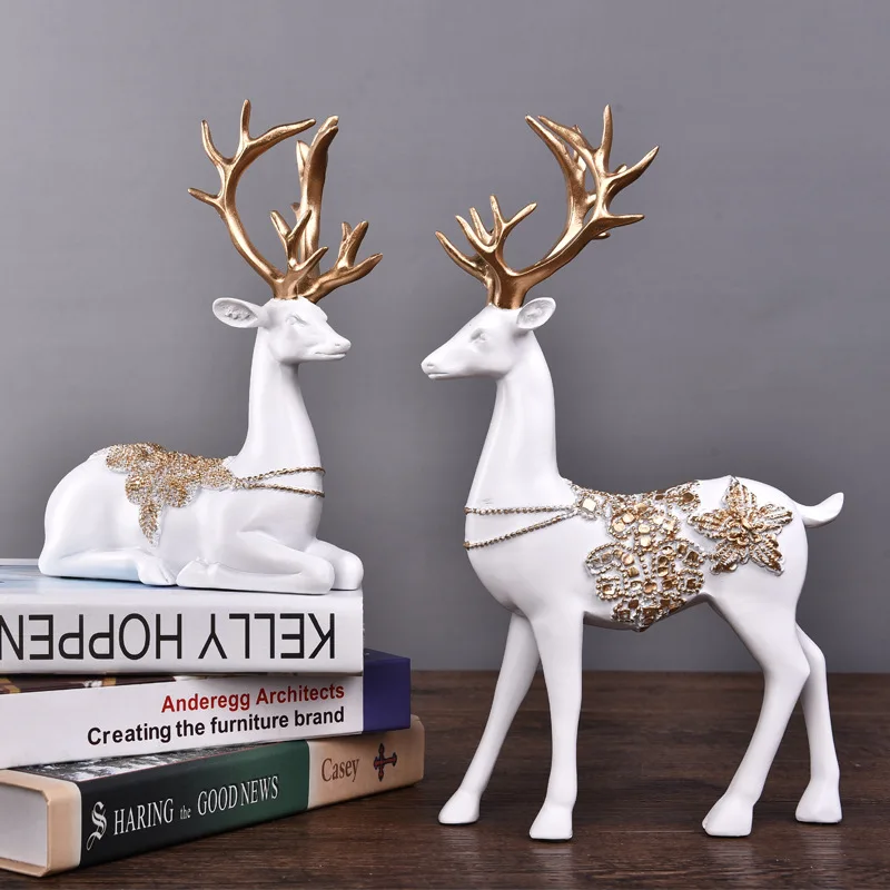 

2019 Newest Deer Apple Animal Luxury Resin Crafts home decoration accessories decoracion hogar House decorated statue veneers