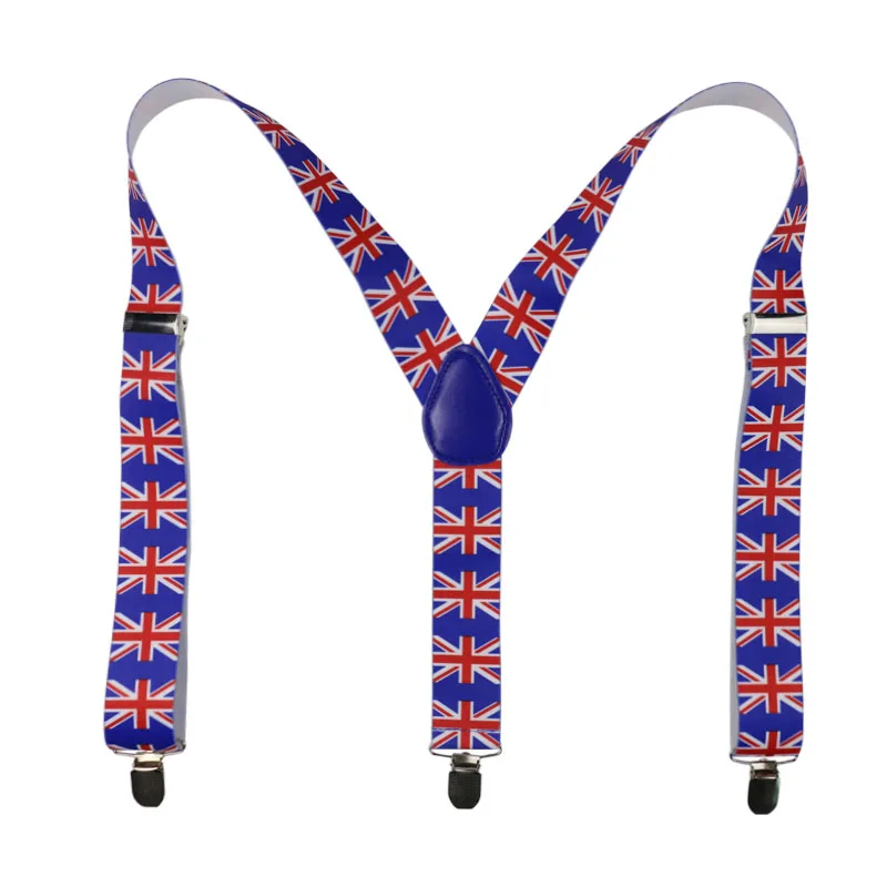 British Flag Print 3.5cm Wide Suspender Shirt Suspenders   Adjustable Y-Shape Braces Trousers Skirt Suspenders For Men Women