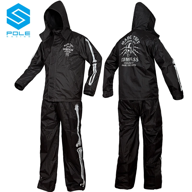 

Skull Black Motorcycle Rain Suit Motorbike Rain Gear Pole Moto Raincoat Suit Outdoor Fishing Bike Motorsport Riding Rain Suit