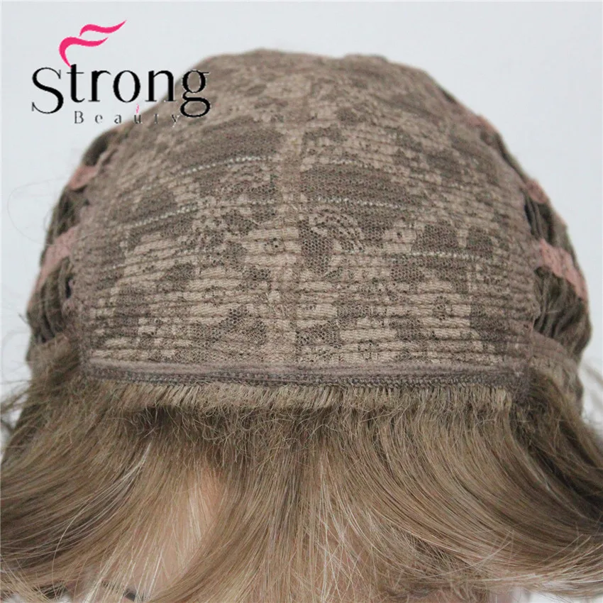 StrongBeauty Short Wig Soft Tousled Curls Brown Highlights Full Synthetic Wigs COLOUR CHOICES