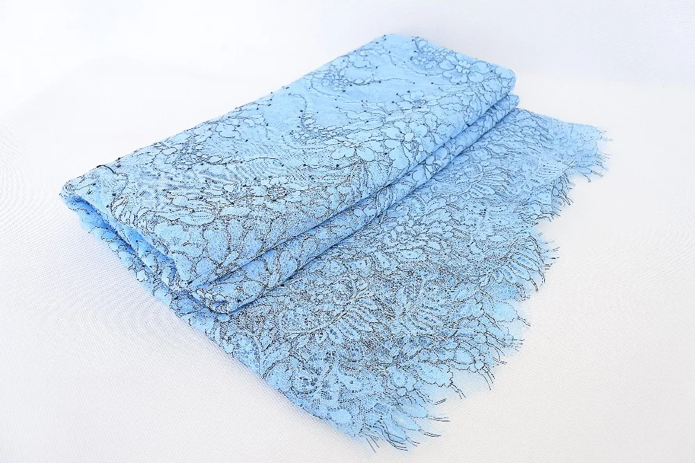 LASUI Top 1.5m*3m=1piece blue eyelash lace fabric soft for women dress fabrics DIY accessoriesQ013#