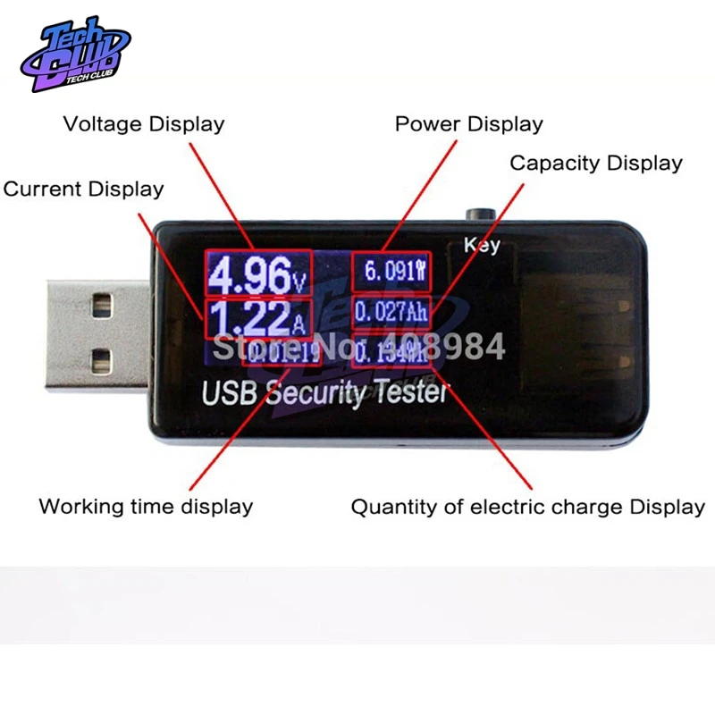 3V-30V 6-in-1 USB Safety LCD Voltage Current Tester Fast Charger Explosion-Proof Detector Voltmeter for Mobile Phone Tablet