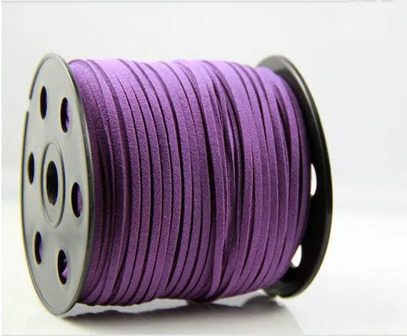 Free Shipping 100Yds  Flat  faux Leather suede cord, 3mm,Purple, faux suede cord for bracelets 3mm