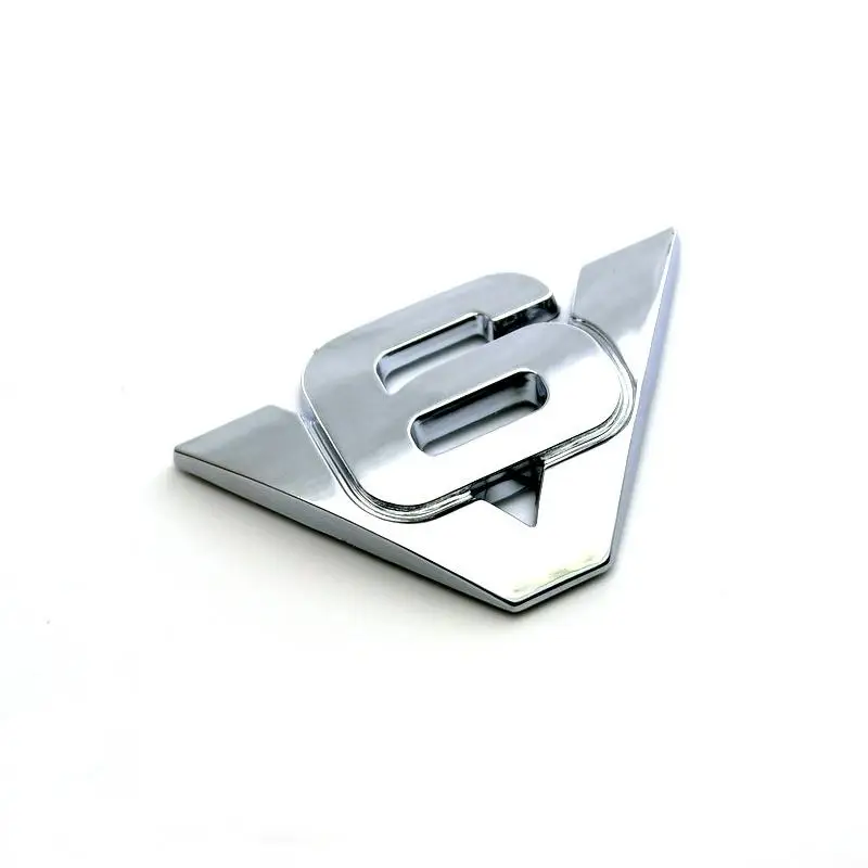 1pc ABS Plastic Chrome V6 Letters Car Fender Door Sticker Vehicle Emblem Badge AUTO Logo 3D