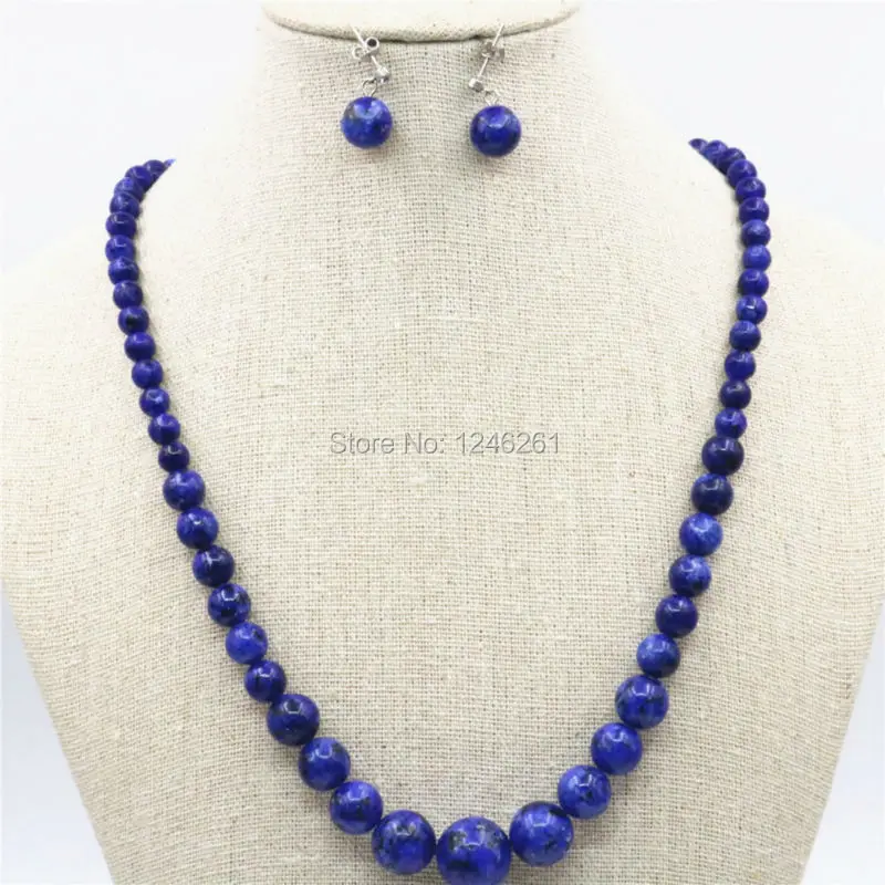 6-14mm Hot Sale Natural Ornaments Blue Epidote Beads Lucky Stones Tower Necklace Chain Earrings Sets Women Gifts Jewelry Making