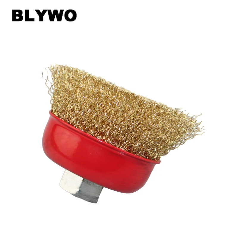 

3 inch Steel Wire Cup Brush Crimped Wire Cup Brush with M14X2 Thread Arbor Removing Rust,Paint and Polishing