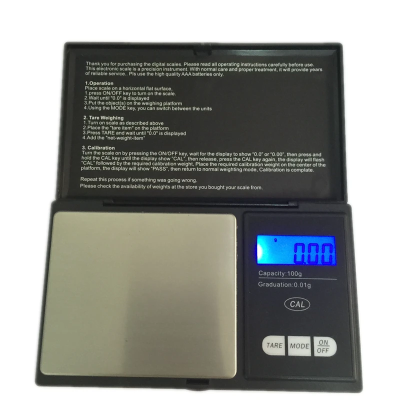 Precision100g 0.01g Mini Pocket Kitchen Scale Notebook Shape LCD Electronic Jewelry Weighting Scales Coffee Floor Balance Weight