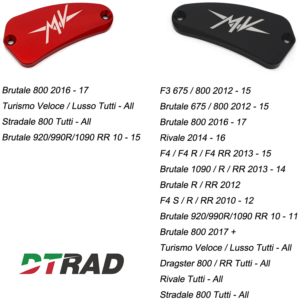 DTRAD BRAKE CLUTCH FLUID TANK CAPS For MV Agusta Brutale 800 16-17 Turismo Veloce / Lusso Tutti - All Stradale 800 Tutti - All