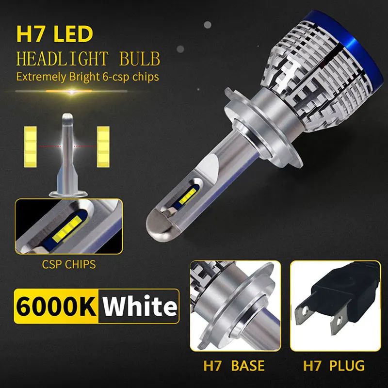 2PCS 6000K 9600LM/Pair 70W/Pair Motorcycle H7 LED Light Bulb Headlight For Kawasaki Z750 ZR750 Z 750 2004 2005 2006