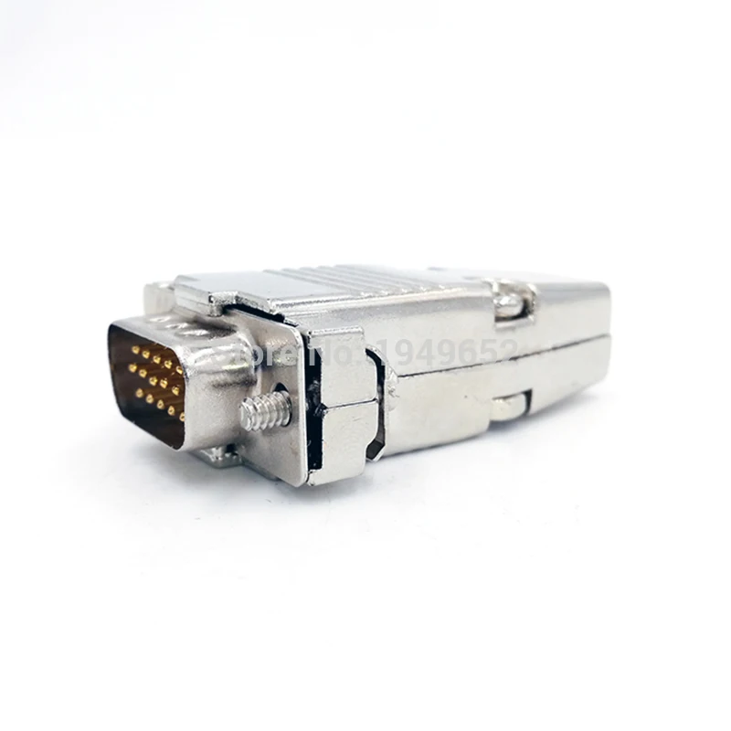 1Pc DB15 VGA Plug D type connector  metal case golden plated brass contactor 3 row 15pin port socket female Male adapter DP15