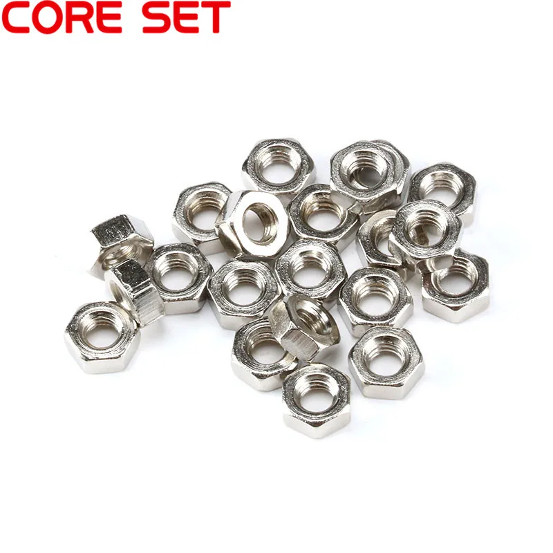 100pcs/lot Metric thread DIN934 M2 M3 M4 Steel Hex Nuts