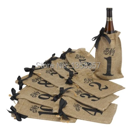 

High quality jute linen cheap drawstring bag christmas wine bag drawstring gift pouch custom gift bags for standard 750ml wine