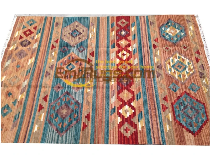 Kilim Fabric Hand Knitted Carpets Big Carpet For Living Room Geometric Carpet Bedroom Turkish Rug Wool Knitting Carpets