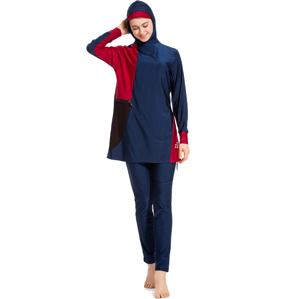 YONGSEN – maillot de bain musulman à manches courtes, Hijab islamique, couverture complète en Patchwork, pour femmes, nouvelle collection 2022