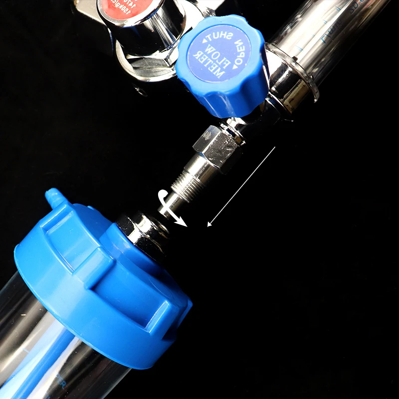 O2 Flow Meter Gas Regulator Flowmeter Medical Oxygen Inhalers Pressure Reducer Humidifying Cups Color Random Free shipping