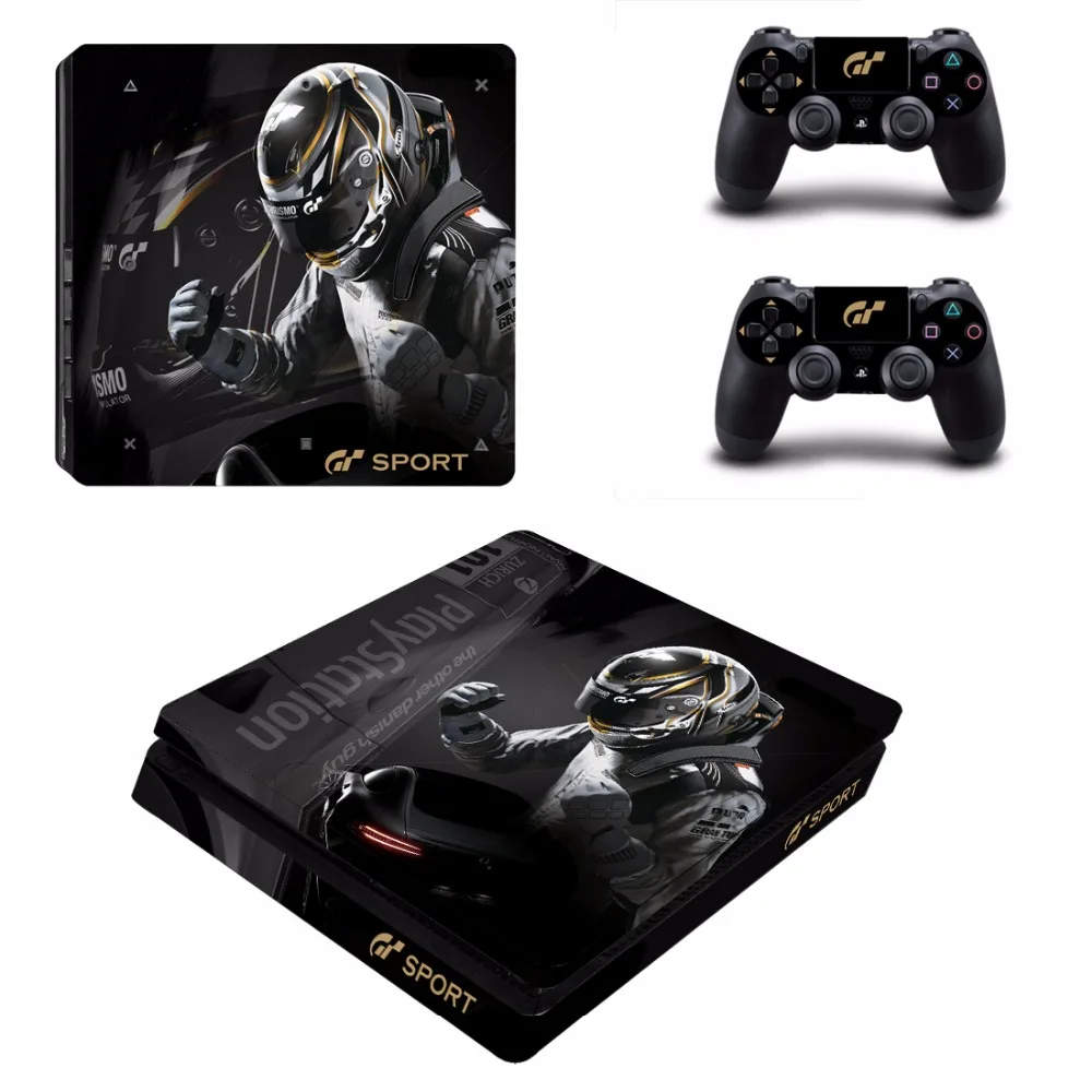 GT Sport PS4 Slim Skin Sticker Decal For Sony PlayStation 4 Console and 2 Controllers PS4 Slim Skins Stickers Vinyl