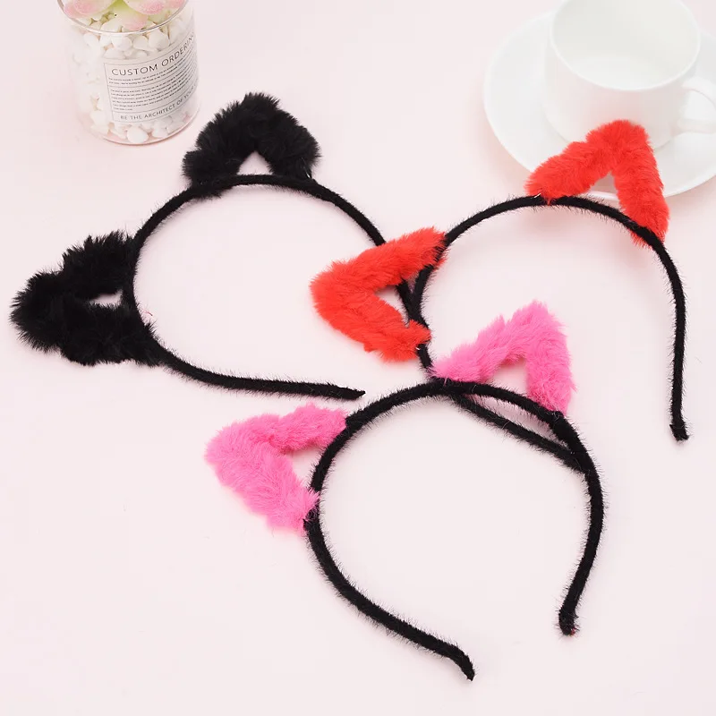 Fashion Girl Cute hair ball cat ears Boutique Candy colors Handmade Ribbon Hairbands Children Hair Accessories PJ-1043