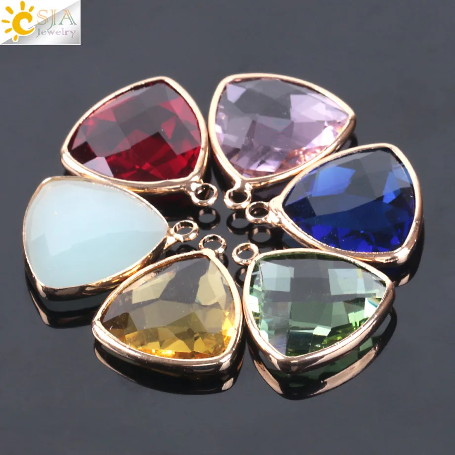 CSJA 18mm 10Pc Mixed Color Loose Glass Beads Triangle Single Hole Multi-face Cut Jewelry Making Fit DIY Bracelet Necklace E982