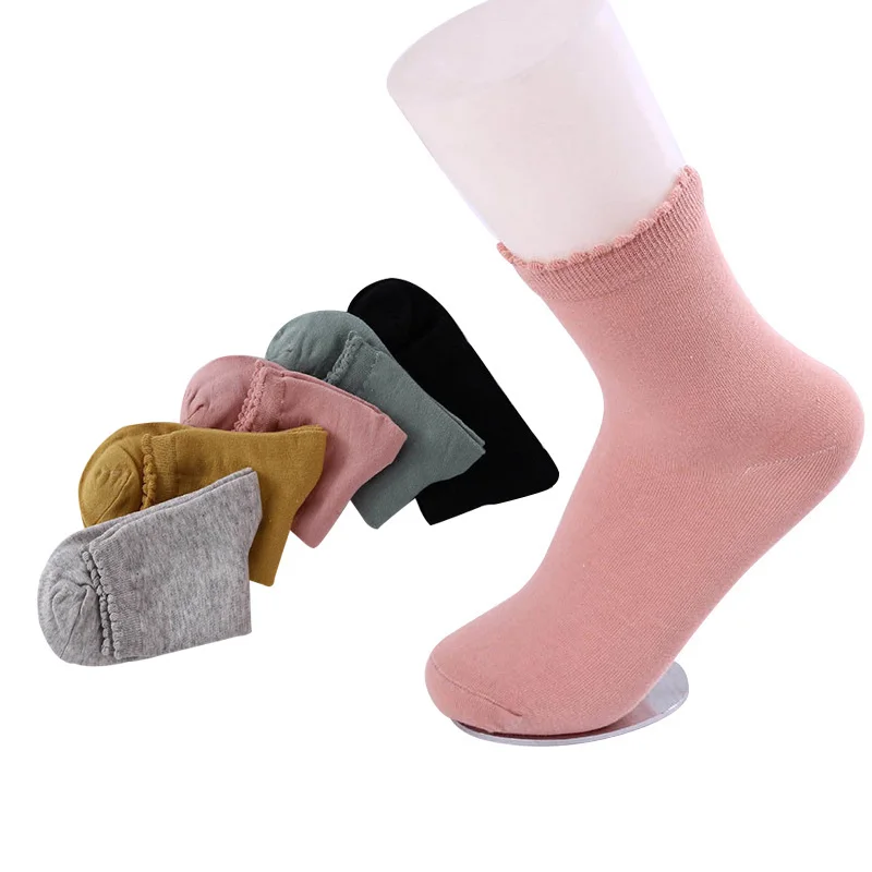 

5pair Women Short Socks Cute Solid Soft Color Elasticity Fold Mouth Comfort Cotton Sock Meias Excellent Quality Female Socks Sox