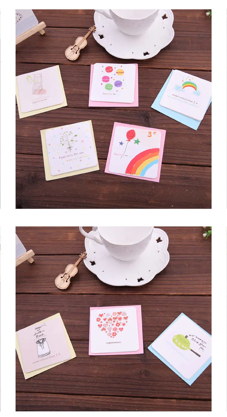 

24piece Hand painted cartoon card Mini Holiday New year Birthday Cards invitations 7cm