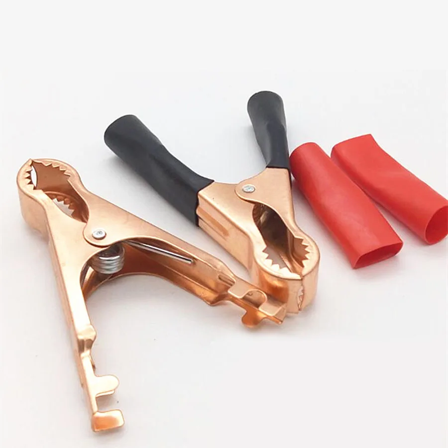 NinthQua 2pcs 50A Copper Alligator Clip with Insulator PVC Sheath 80mm Toothed battery Charger Clip Safety Test Clip