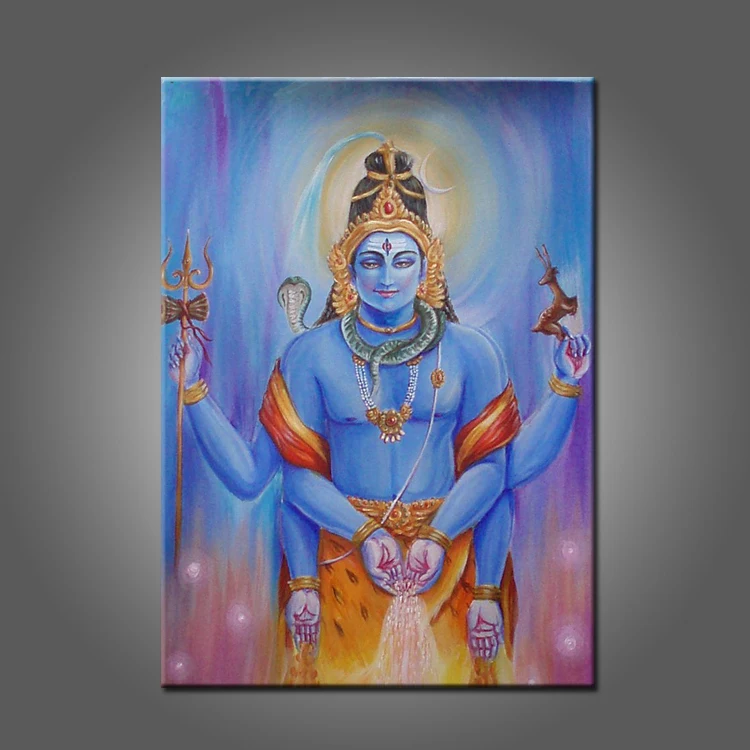 

Strong Skills Artist Pure Hand-painted India Lord Shiva Oil Painting on Canvas High Quality Indian Shiva Canvas Painting