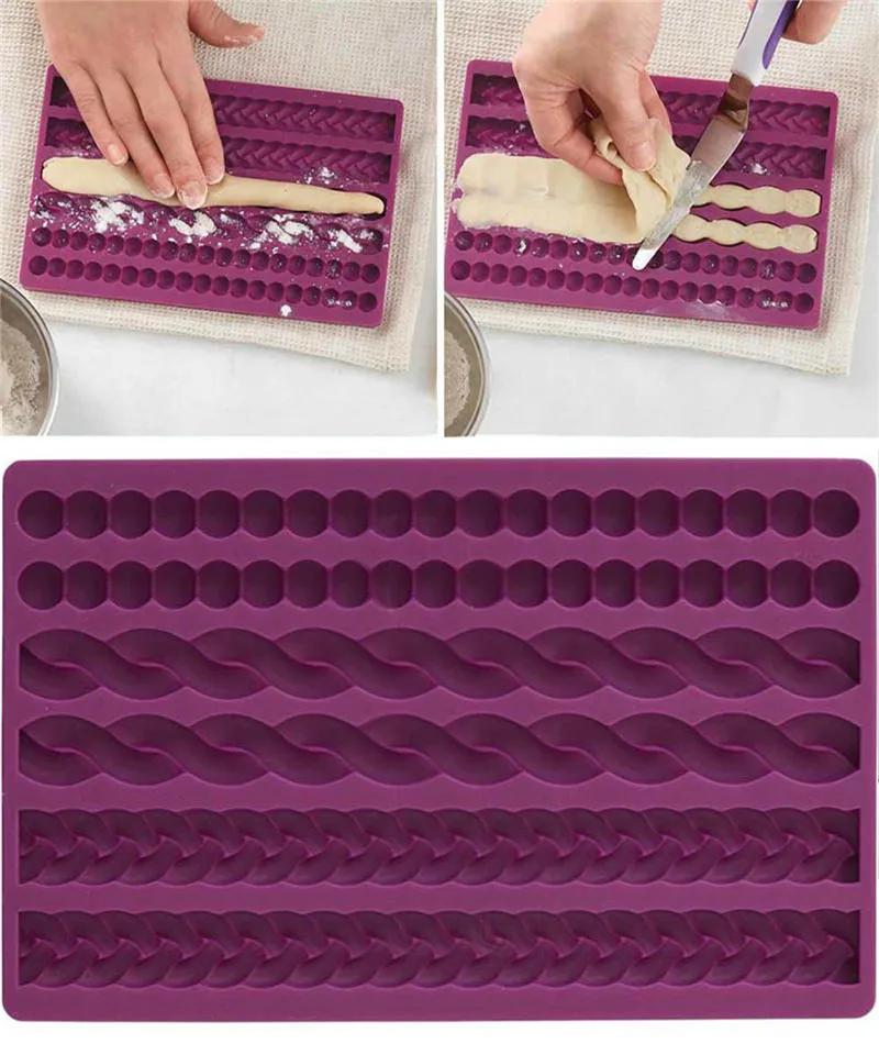 3D Pearl Knit Rope Silicone Fondant Mould Cake Border Decorating Molds Gumpaste Kitchen DIY Baking Decorating Cake Tools
