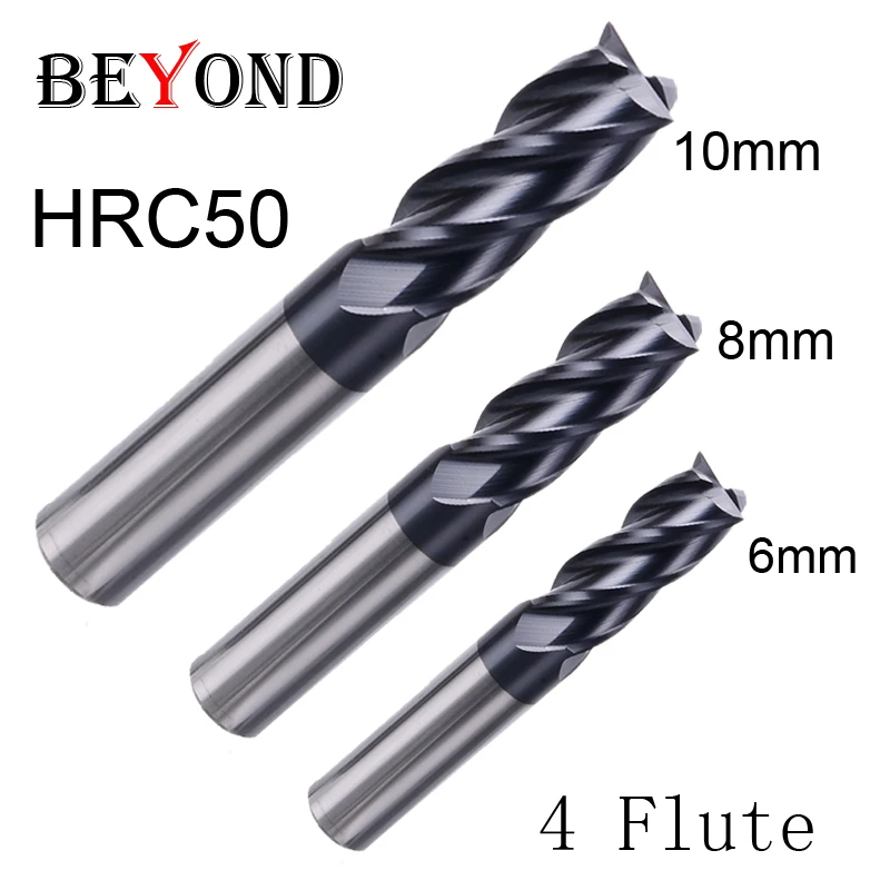

4F-10 4F-8 4F-6 HRC50,3 piece carbide Square Flatted End Mills coating 10mm 8mm 6mm each one piece.