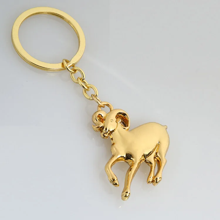 Fashion Zinc Alloy Gold Sliver Goat keychain Custom 3D Animal Key Pendant Practical Small Gift For Women Men Key Ring