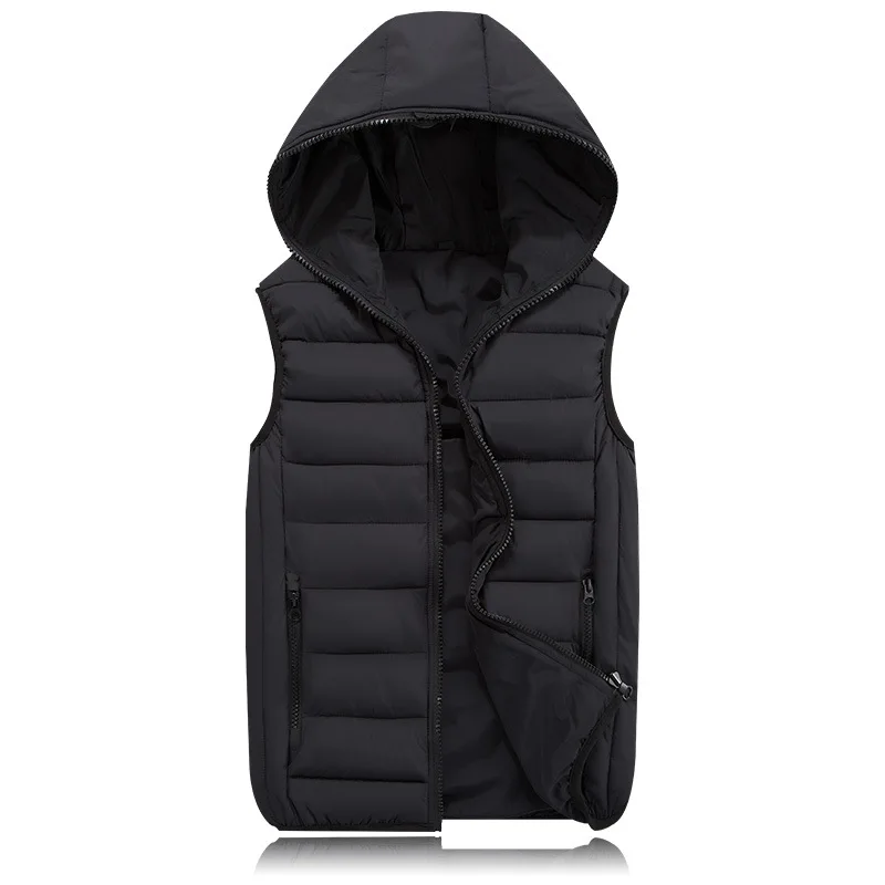 2024 New Spring Autumn Sleeveless Jacket for Men Fashion Warm Hooded Male Winter Vest Light Plus Size Mens Work Vests Waistcoat