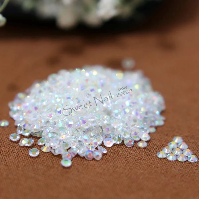 1000 pcs SS6 Transparent white AB 14 Facets Resin Round Rhinestone Sparkling Rhinestones Nail Art Decoration DIY N23